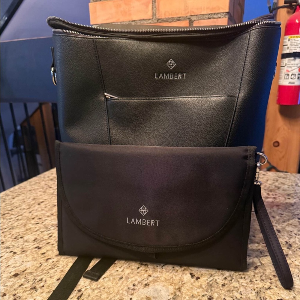 LAMBERT BLACK DIAPER BAGPACK WITH CHANGING MAT